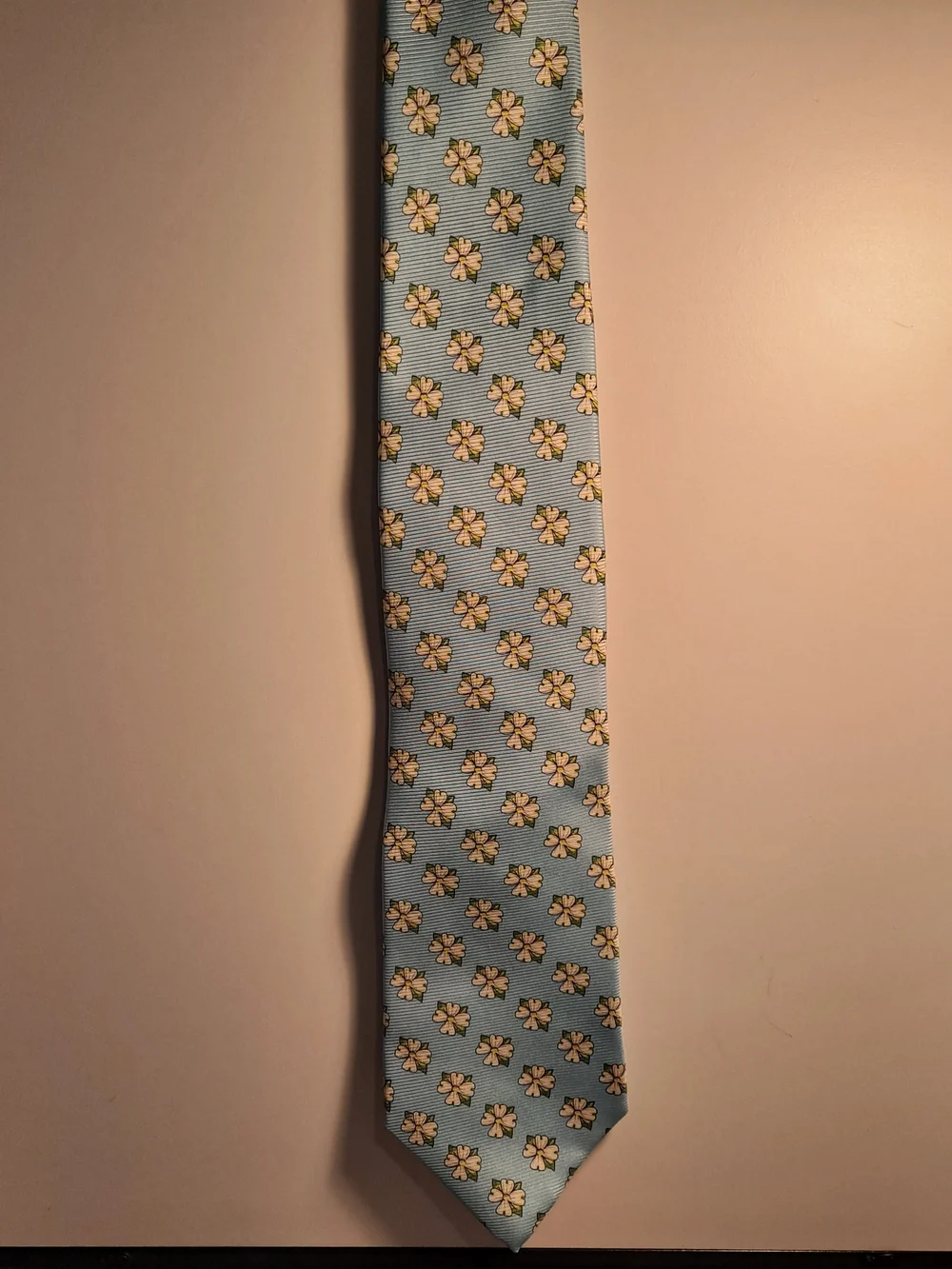 Southern Proper Atlanta GA Hand Sewn Light Blue Floral Dogwood Silk Tie